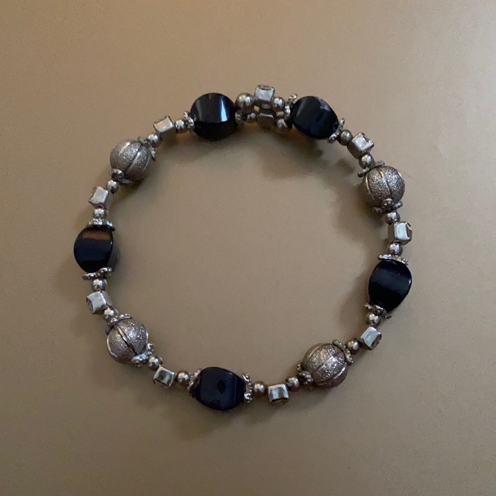 Black / Silver Slip on bracelet